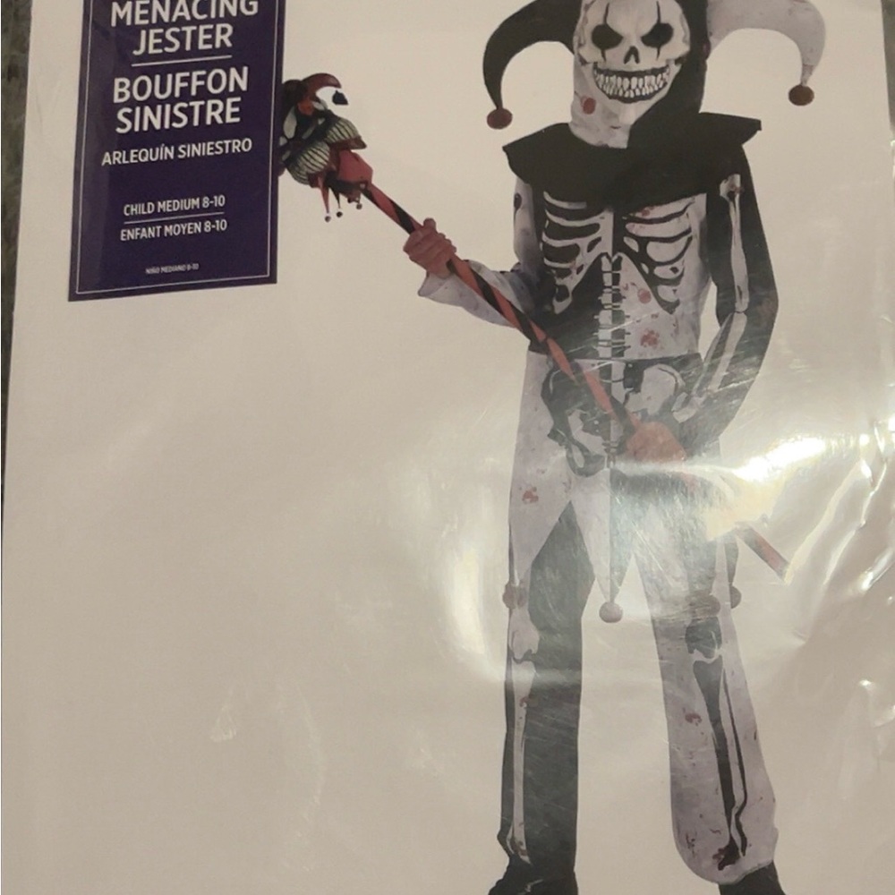 Menacing Jester Kids Costume - Black and White